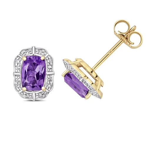 Diamond and Amethyst Studs